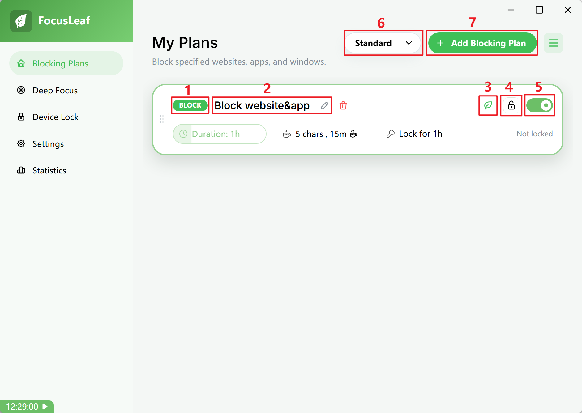 FocusLeaf plan panel screenshot A